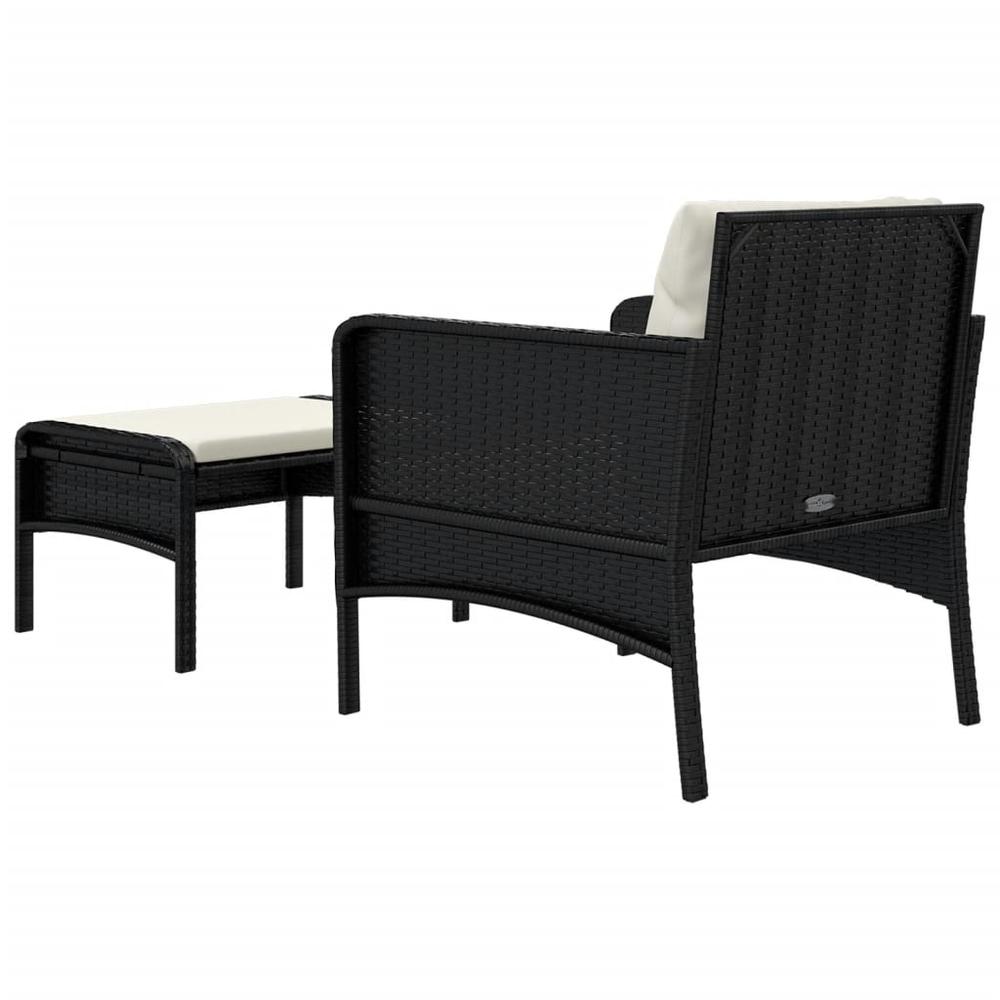 2 Piece Patio Lounge Set with Cushions Black Poly Rattan. Picture 5