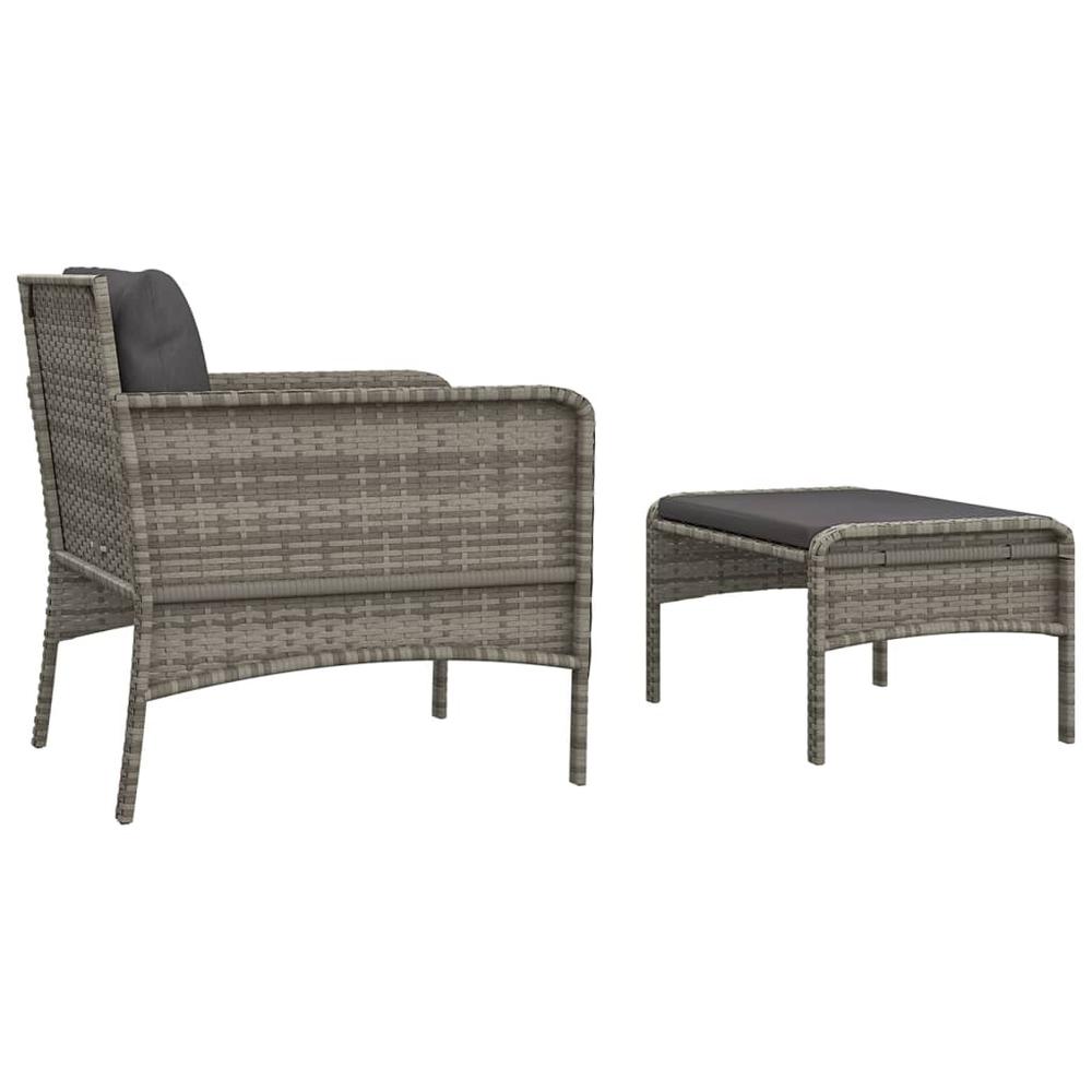 2 Piece Patio Lounge Set with Cushions Gray Poly Rattan. Picture 4