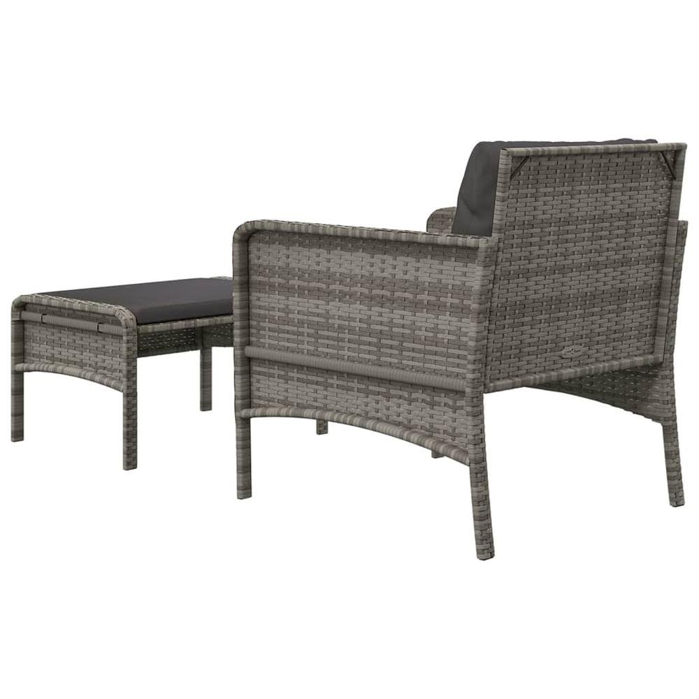 2 Piece Patio Lounge Set with Cushions Gray Poly Rattan. Picture 5