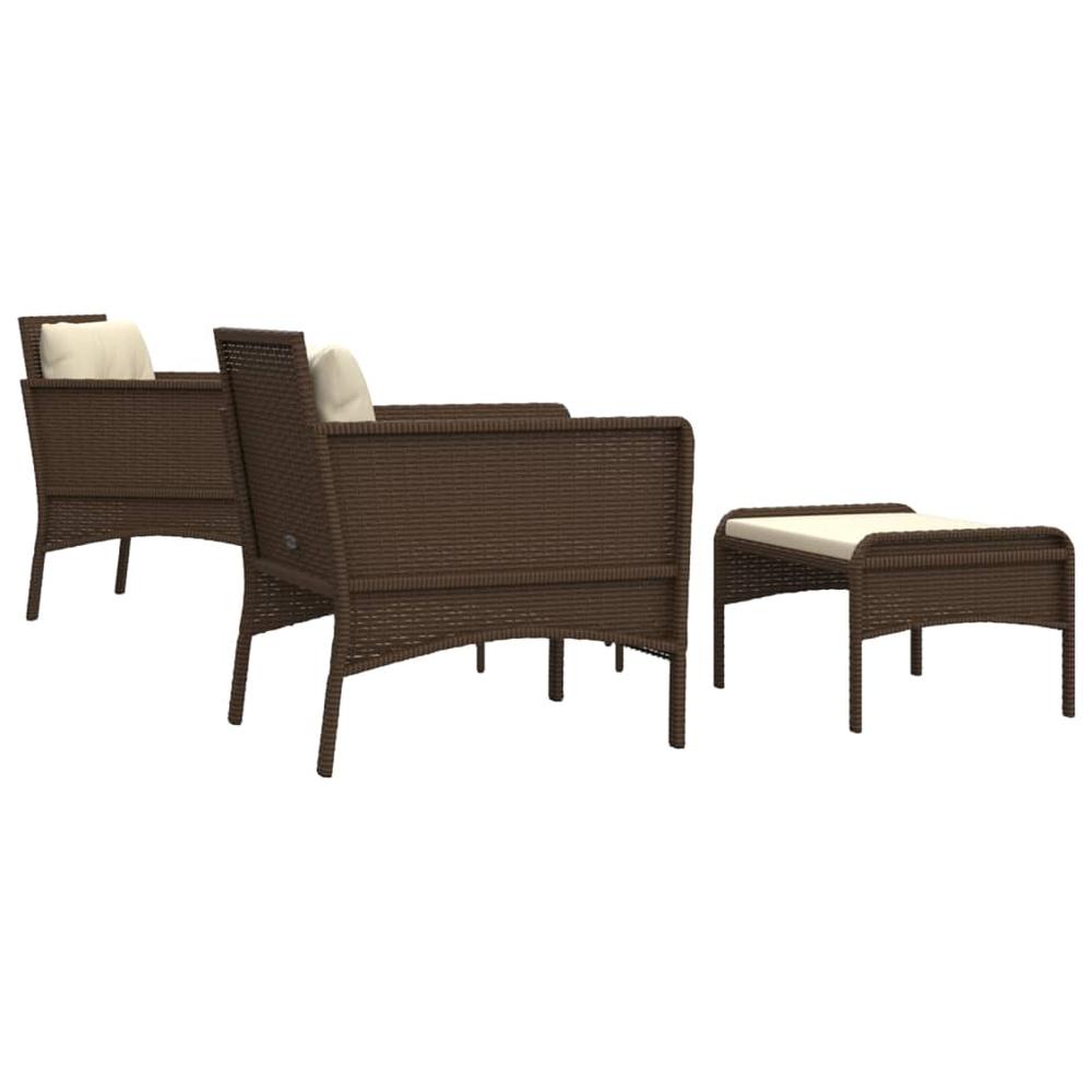 5 Piece Patio Lounge Set with Cushions Brown Poly Rattan. Picture 4