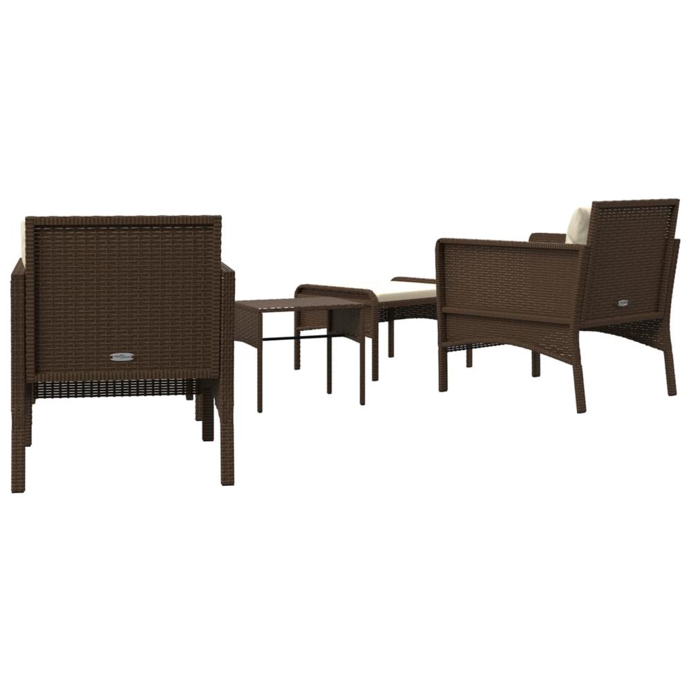 5 Piece Patio Lounge Set with Cushions Brown Poly Rattan. Picture 5