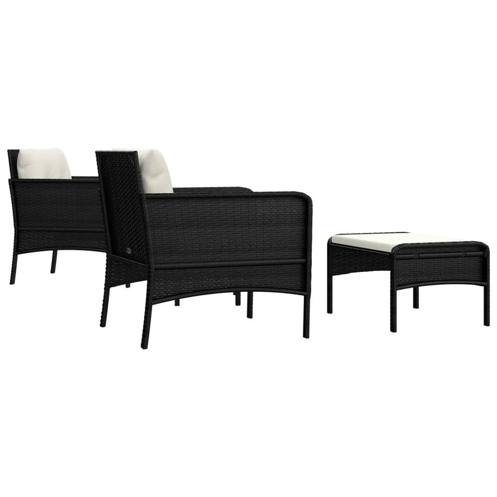 5 Piece Patio Lounge Set with Cushions Black Poly Rattan. Picture 4