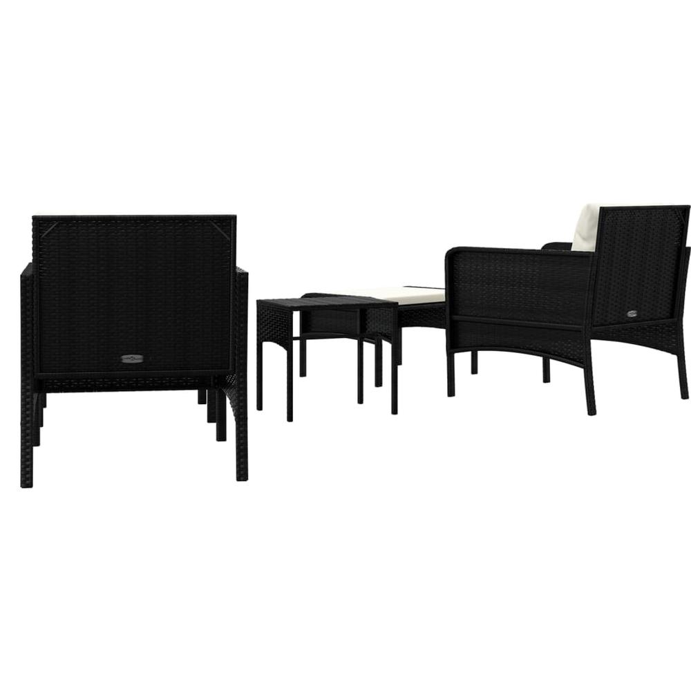 5 Piece Patio Lounge Set with Cushions Black Poly Rattan. Picture 5