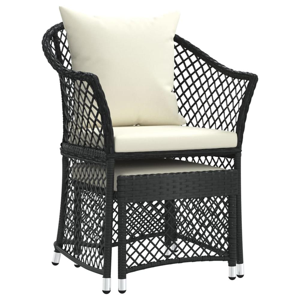 2 Piece Patio Lounge Set with Cushions Black Poly Rattan. Picture 2