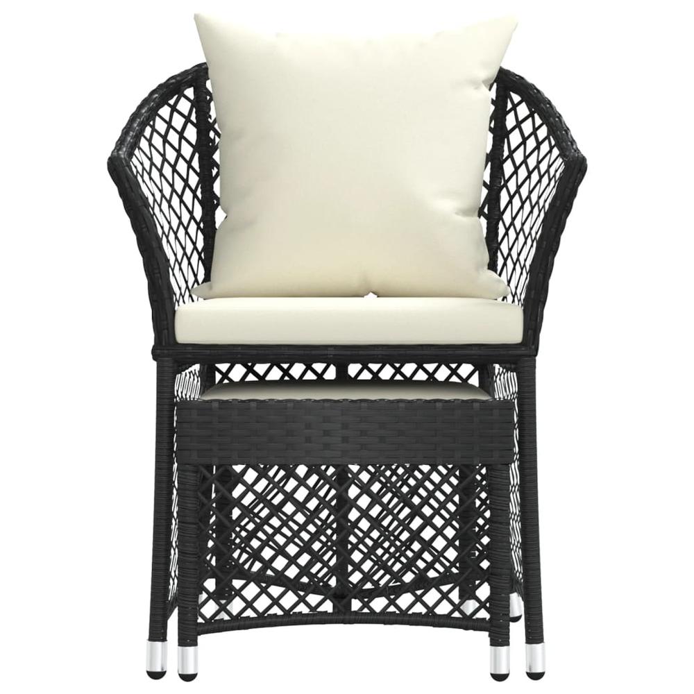 2 Piece Patio Lounge Set with Cushions Black Poly Rattan. Picture 3