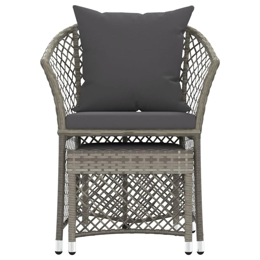 2 Piece Patio Lounge Set with Cushions Gray Poly Rattan. Picture 3