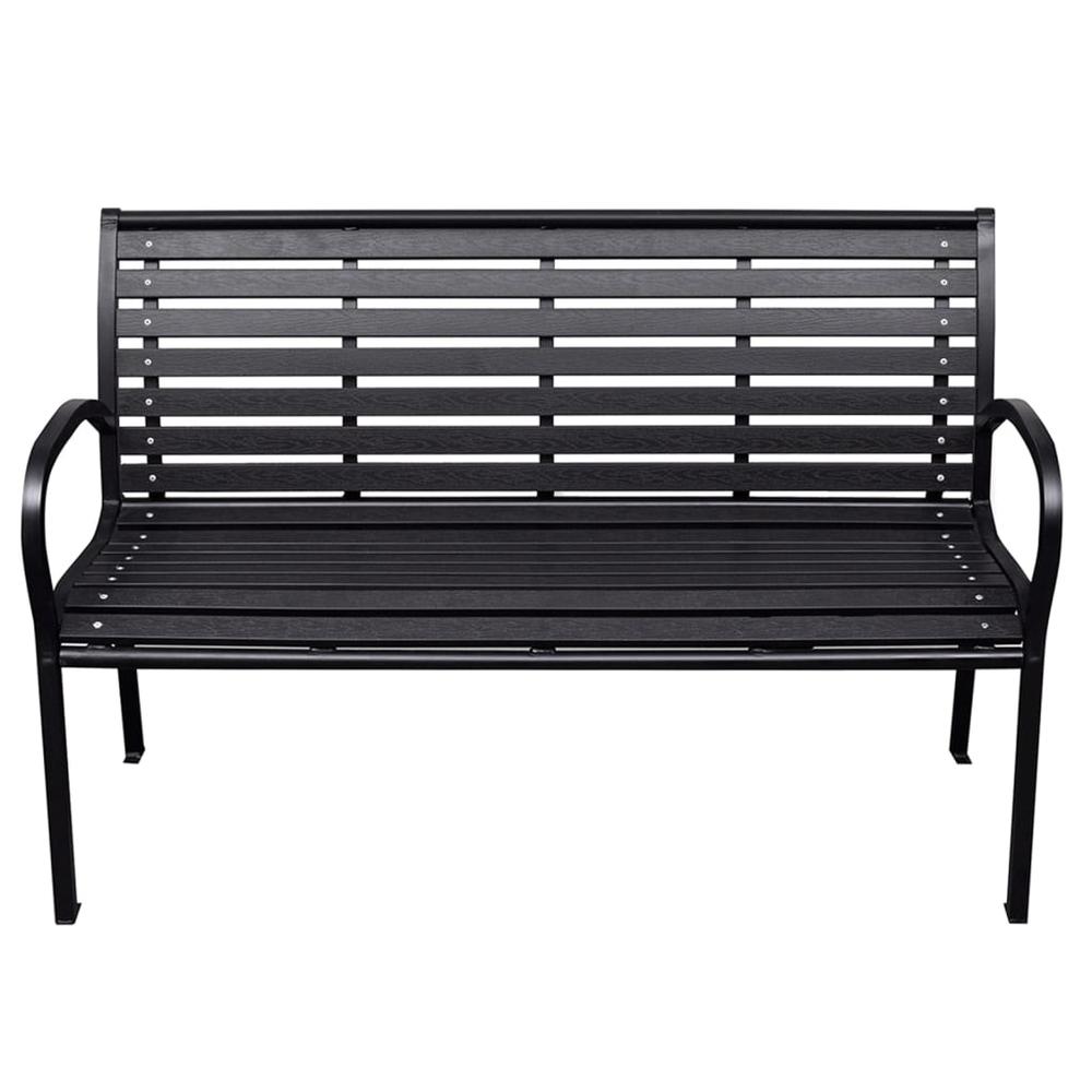 Patio Bench Black 45.7" Steel and WPC. Picture 1