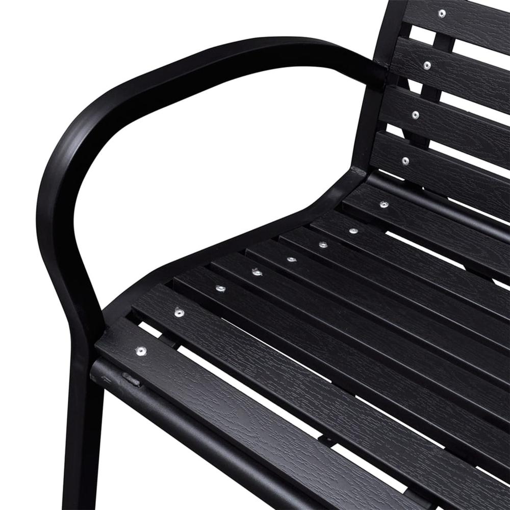 Patio Bench Black 45.7" Steel and WPC. Picture 3