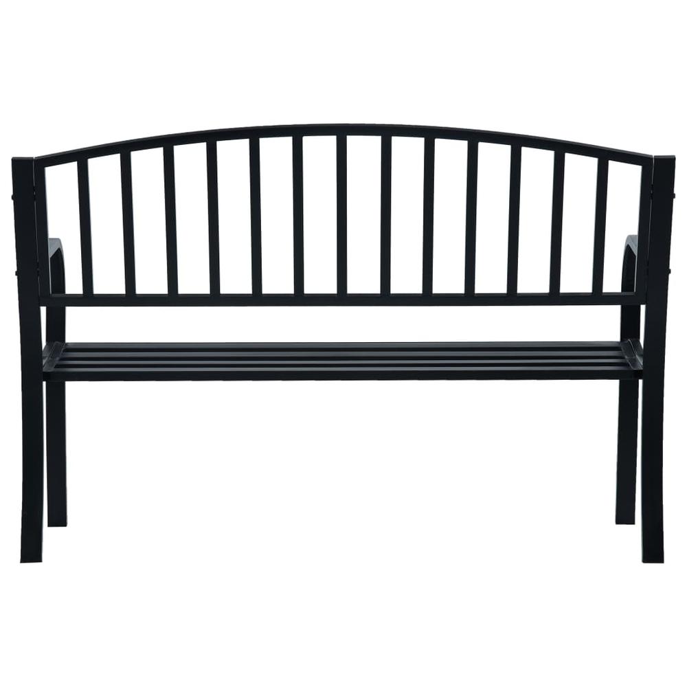 Patio Bench Black 47.2" Steel. Picture 3