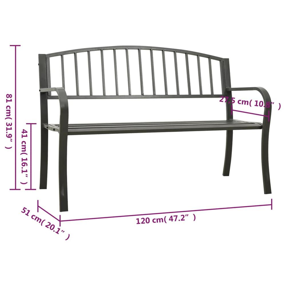 Patio Bench Gray 47.2" Steel. Picture 5