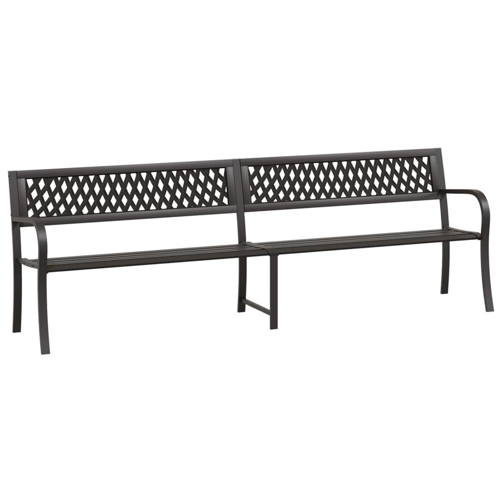 Twin Patio Bench Black 93.3" Steel. Picture 1