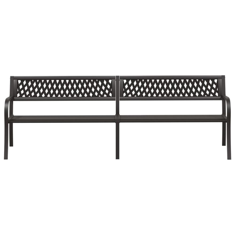Twin Patio Bench Black 93.3" Steel. Picture 2