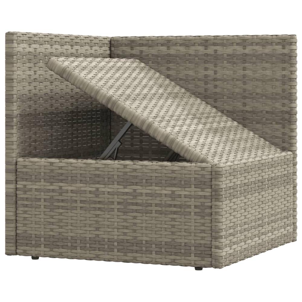 4 Piece Patio Lounge Set with Cushions Gray Poly Rattan. Picture 6