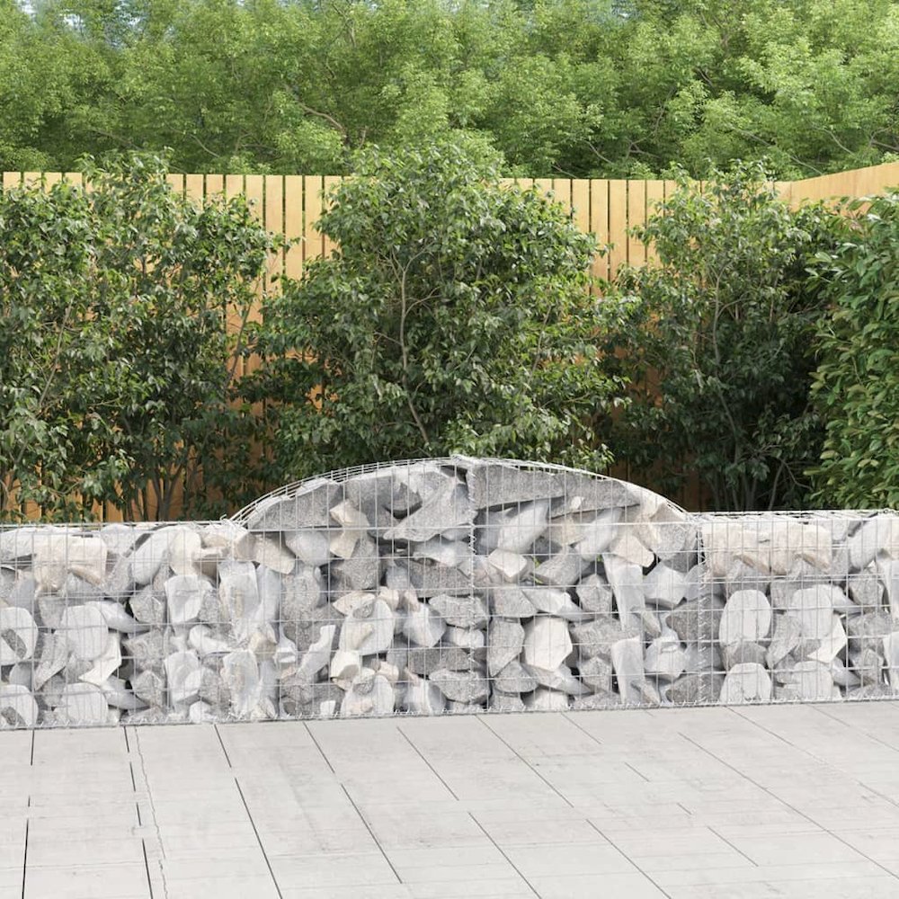 Arched Gabion Basket 118.1"x11.8"x23.6"/31.5" Galvanized Iron. Picture 1