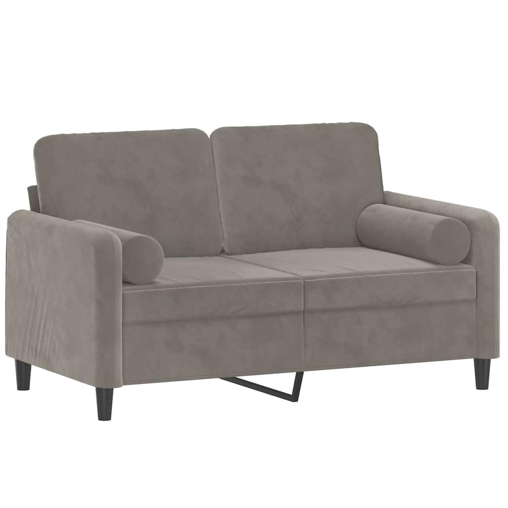 2-Seater Sofa with Pillows&Cushions Light Gray 47.2" Velvet. Picture 2