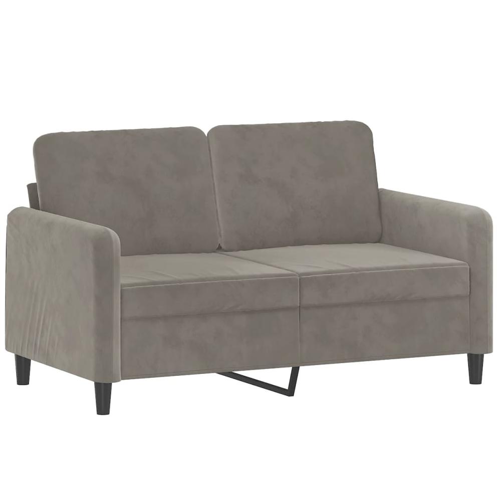 2-Seater Sofa with Pillows&Cushions Light Gray 47.2" Velvet. Picture 3