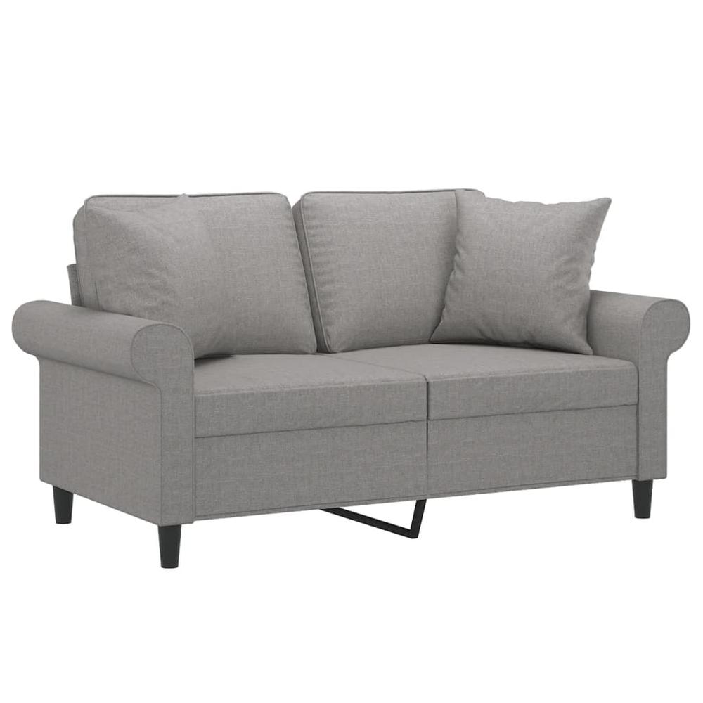 2-Seater Sofa with Pillows&Cushions Dark Gray 47.2" Fabric. Picture 2