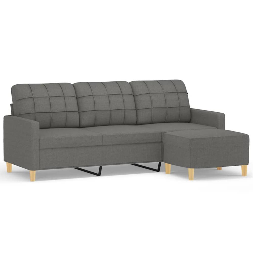 3-Seater Sofa with Footstool Dark Gray 70.9" Fabric. Picture 1