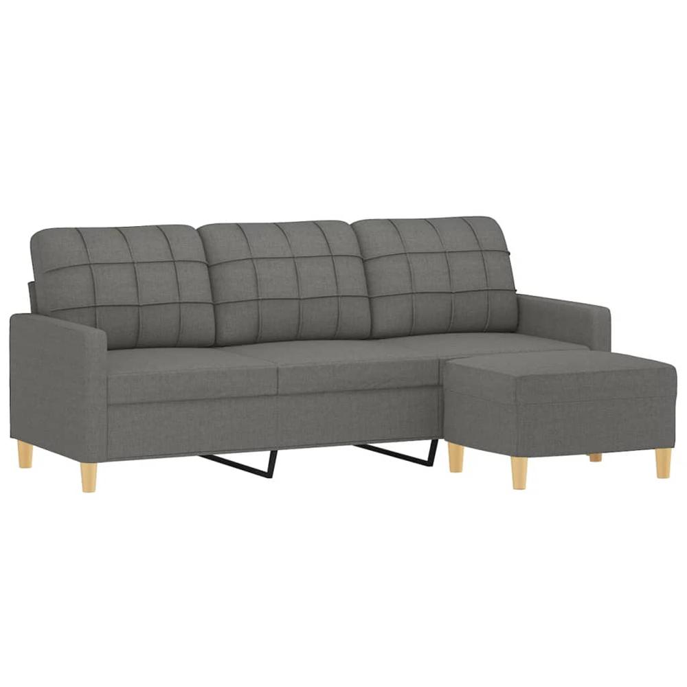 3-Seater Sofa with Footstool Dark Gray 70.9" Fabric. Picture 2
