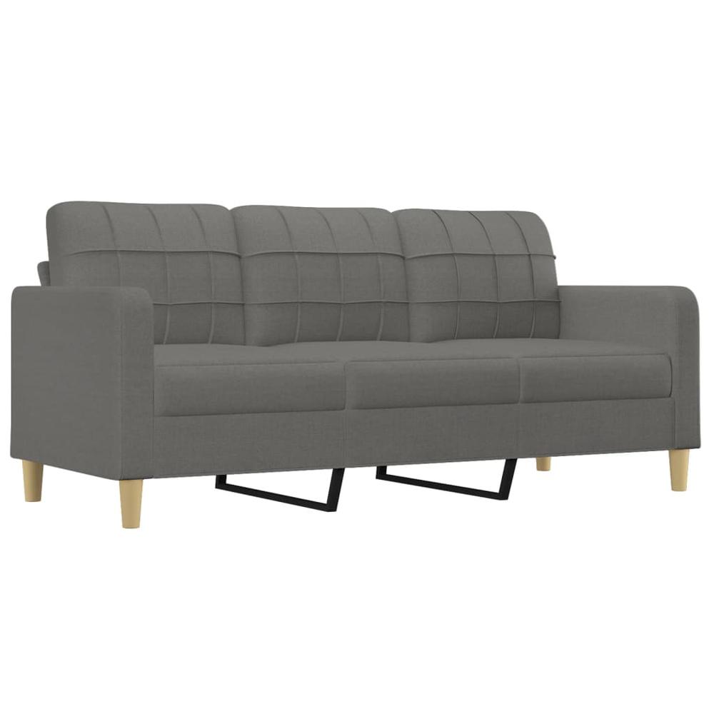 3-Seater Sofa with Footstool Dark Gray 70.9" Fabric. Picture 3