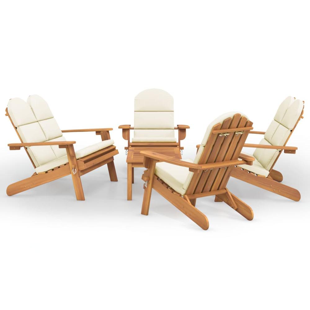 5 Piece Adirondack Patio Lounge Set Solid Wood Acacia. Picture 1