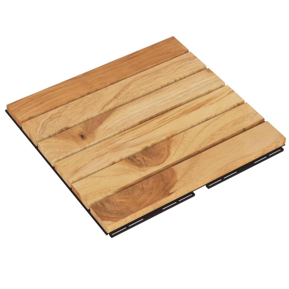 Decking Tiles 20 pcs 11.8"x11.8" Solid Wood Teak Vertical Pattern. Picture 2