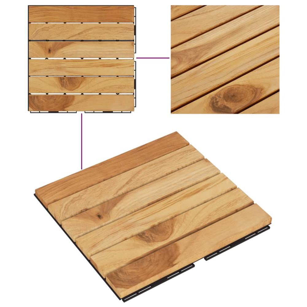 Decking Tiles 20 pcs 11.8"x11.8" Solid Wood Teak Vertical Pattern. Picture 4