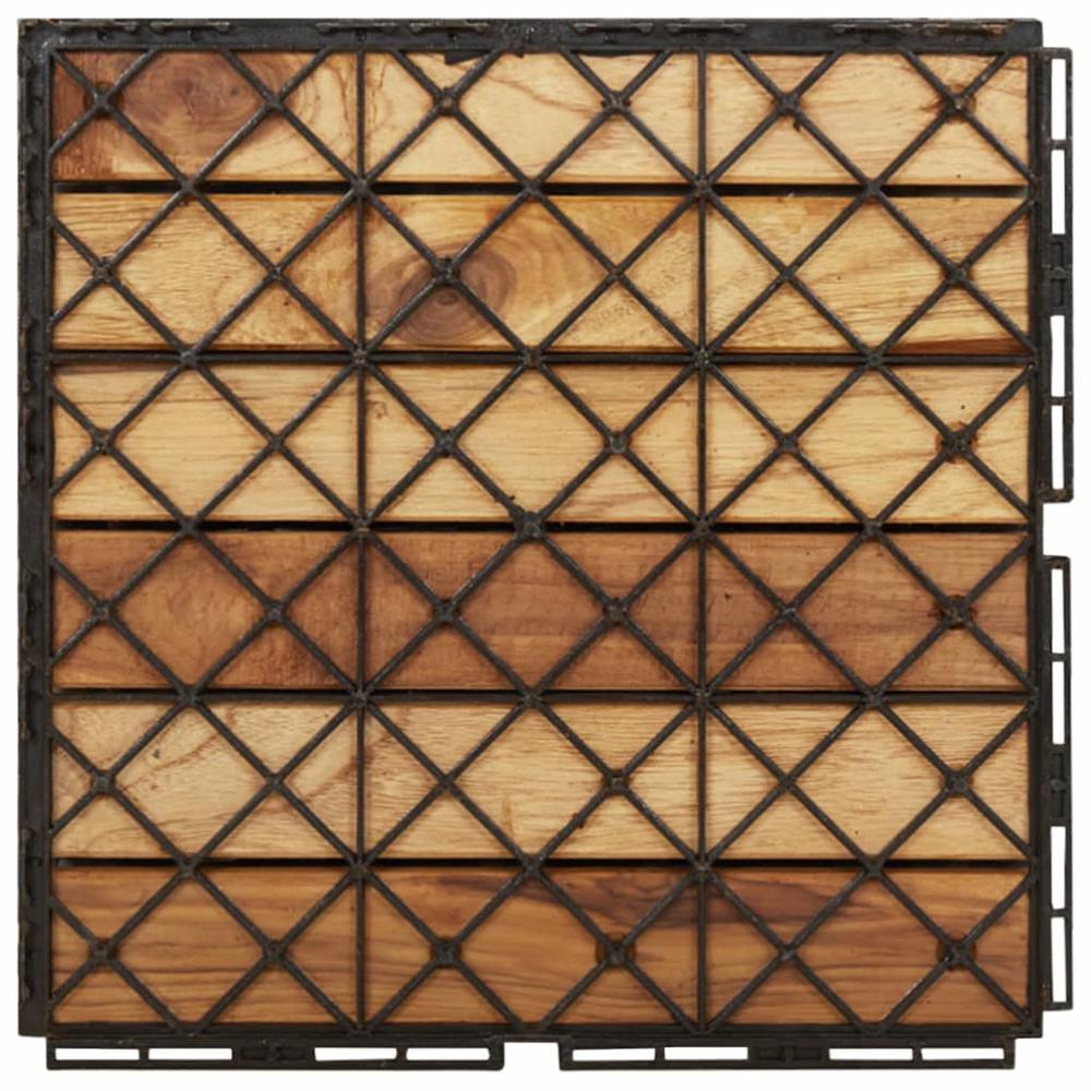 Decking Tiles 20 pcs 11.8"x11.8" Solid Wood Teak Vertical Pattern. Picture 6