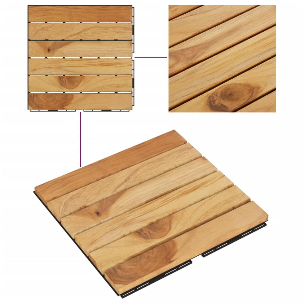 Decking Tiles 30 pcs 11.8"x11.8" Solid Wood Teak Vertical Pattern. Picture 4