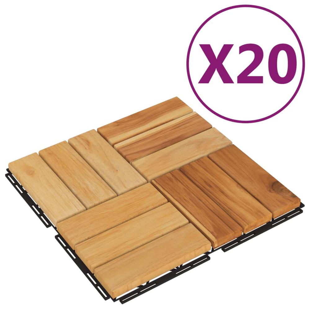 Decking Tiles 20 pcs 11.8"x11.8" Solid Wood Teak. Picture 1