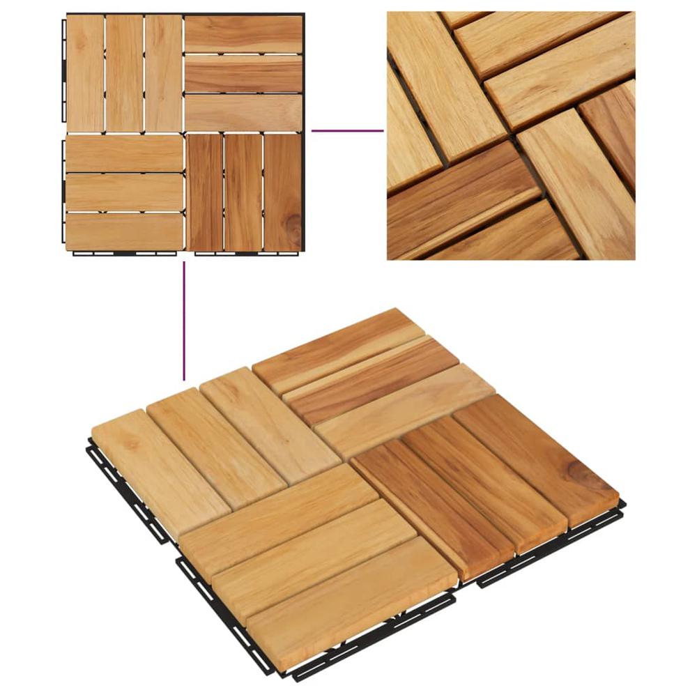 Decking Tiles 20 pcs 11.8"x11.8" Solid Wood Teak. Picture 4