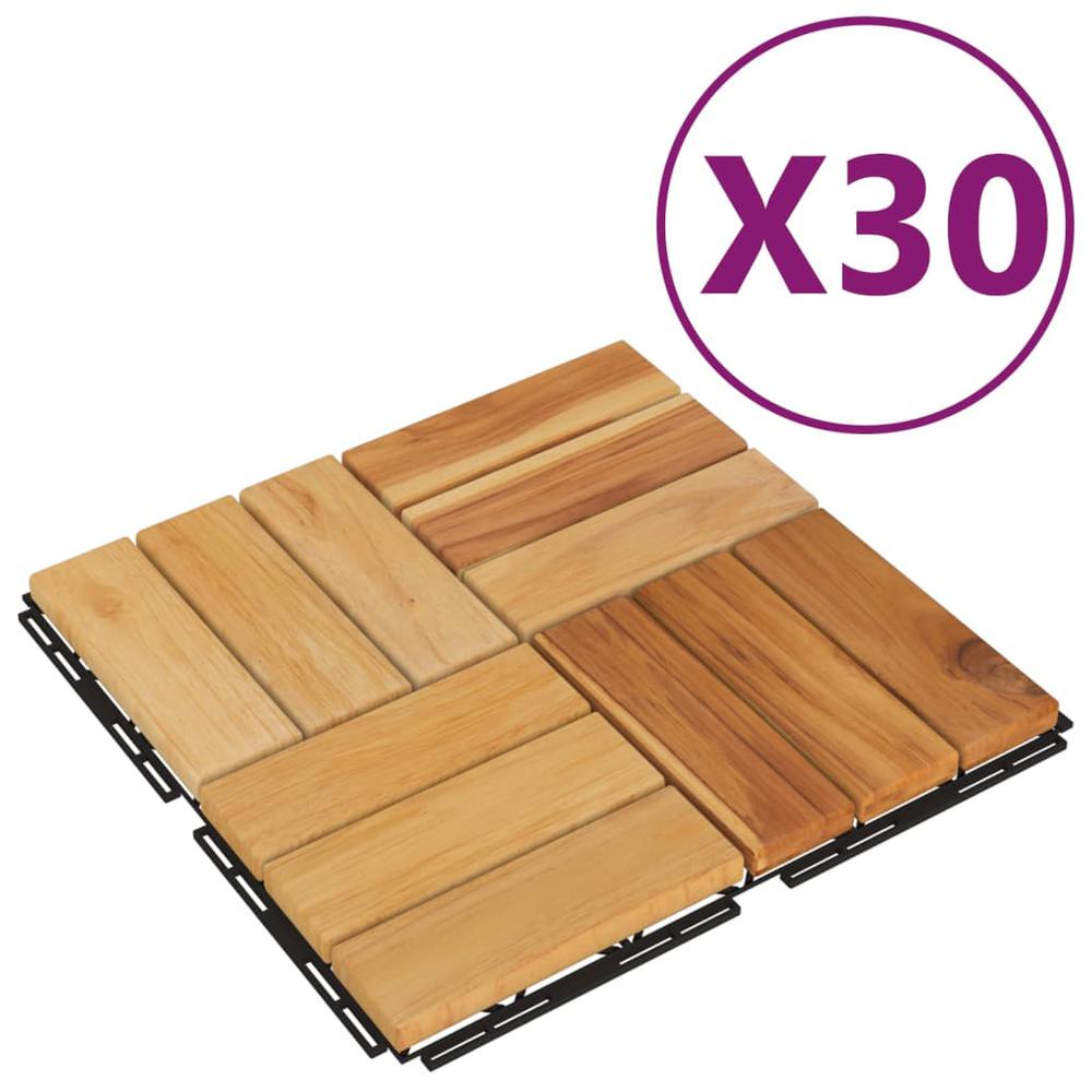 Decking Tiles 30 pcs 11.8"x11.8" Solid Wood Teak. Picture 1