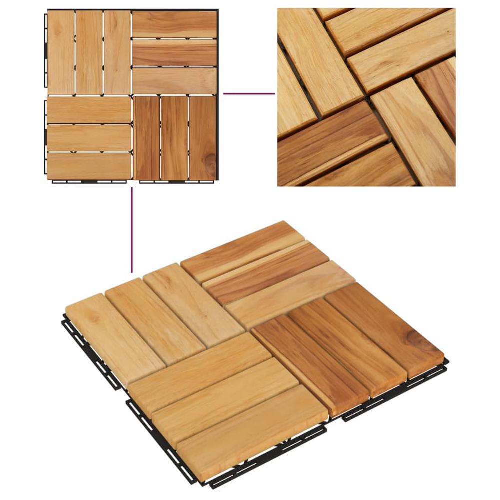 Decking Tiles 30 pcs 11.8"x11.8" Solid Wood Teak. Picture 4