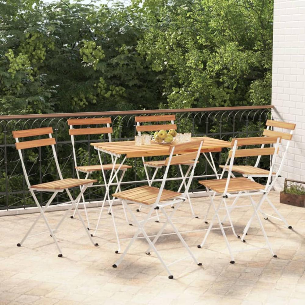 Folding Bistro Chairs 6 pcs Solid Wood Acacia and Steel. Picture 9