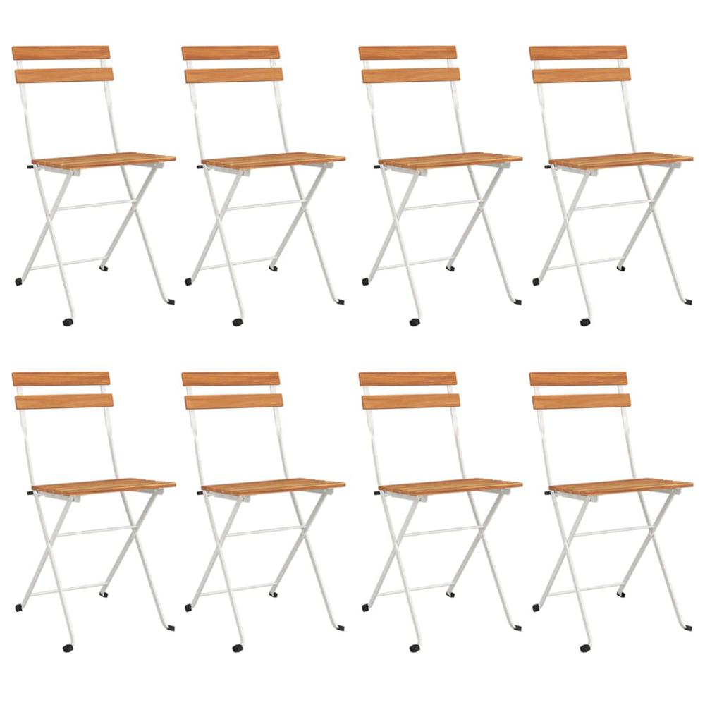 Folding Bistro Chairs 8 pcs Solid Wood Acacia and Steel. Picture 1