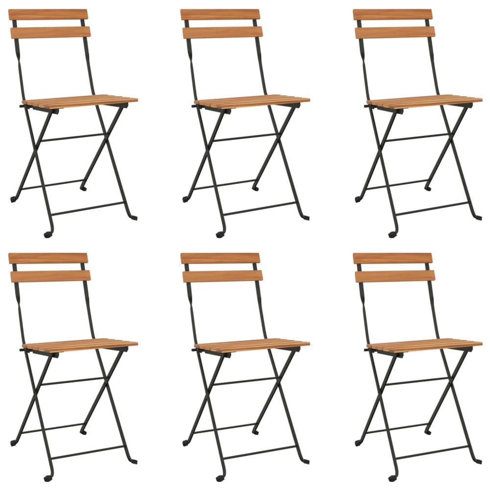 Folding Bistro Chairs 6 pcs Solid Wood Teak and Steel. Picture 1