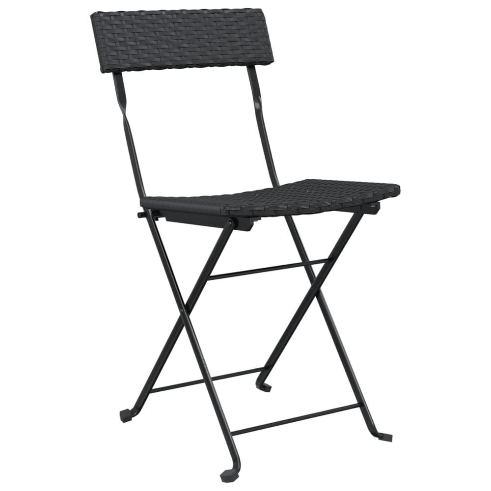 Folding Bistro Chairs 4 pcs Black Poly Rattan and Steel. Picture 2