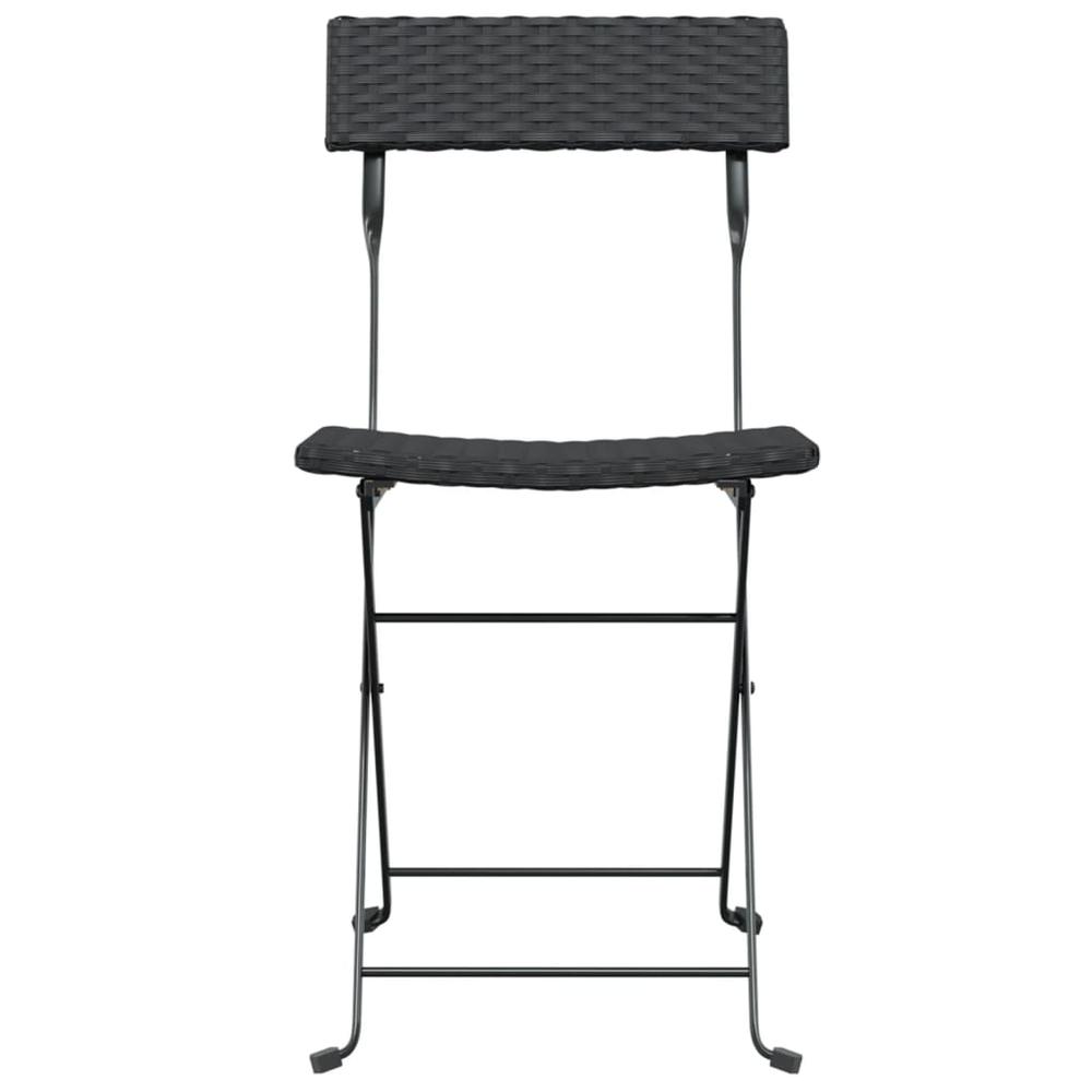 Folding Bistro Chairs 4 pcs Black Poly Rattan and Steel. Picture 3