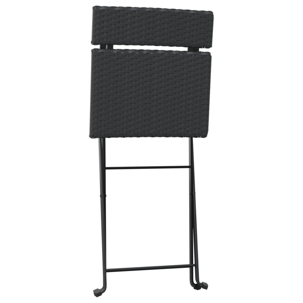 Folding Bistro Chairs 4 pcs Black Poly Rattan and Steel. Picture 4
