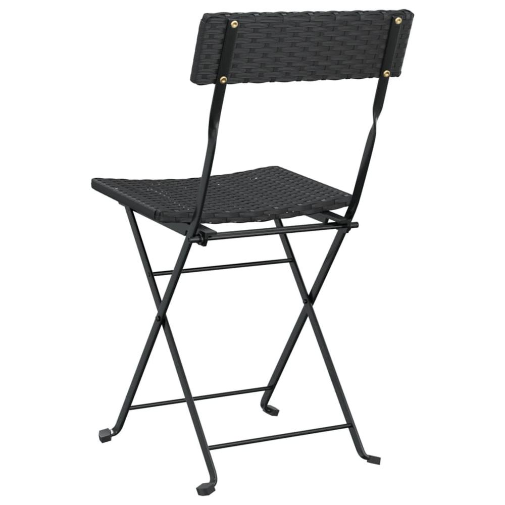 Folding Bistro Chairs 4 pcs Black Poly Rattan and Steel. Picture 6