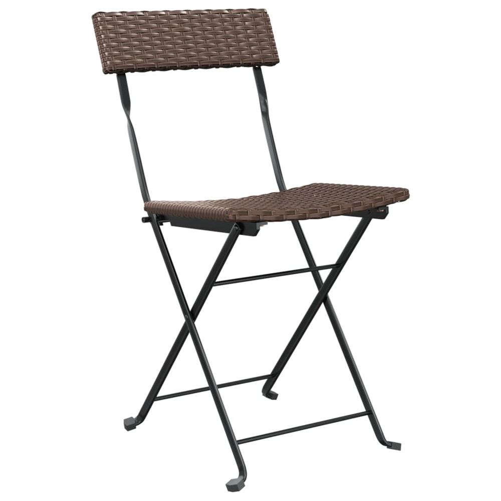 Folding Bistro Chairs 4 pcs Brown Poly Rattan and Steel. Picture 2