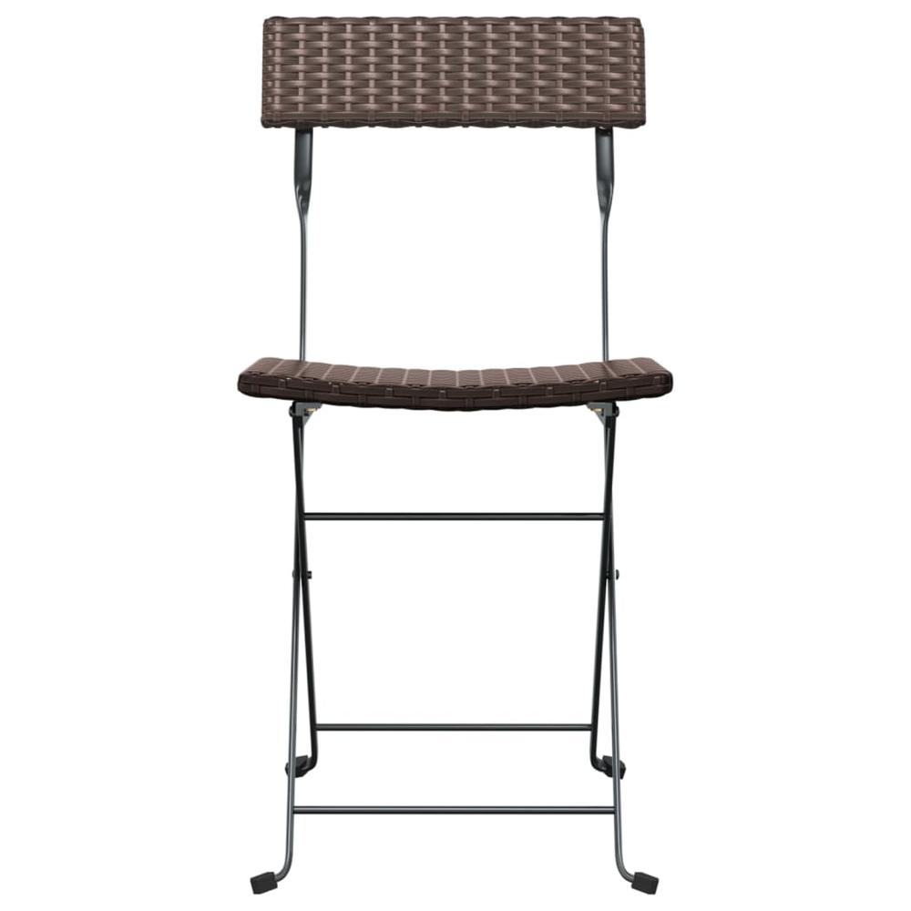Folding Bistro Chairs 4 pcs Brown Poly Rattan and Steel. Picture 3
