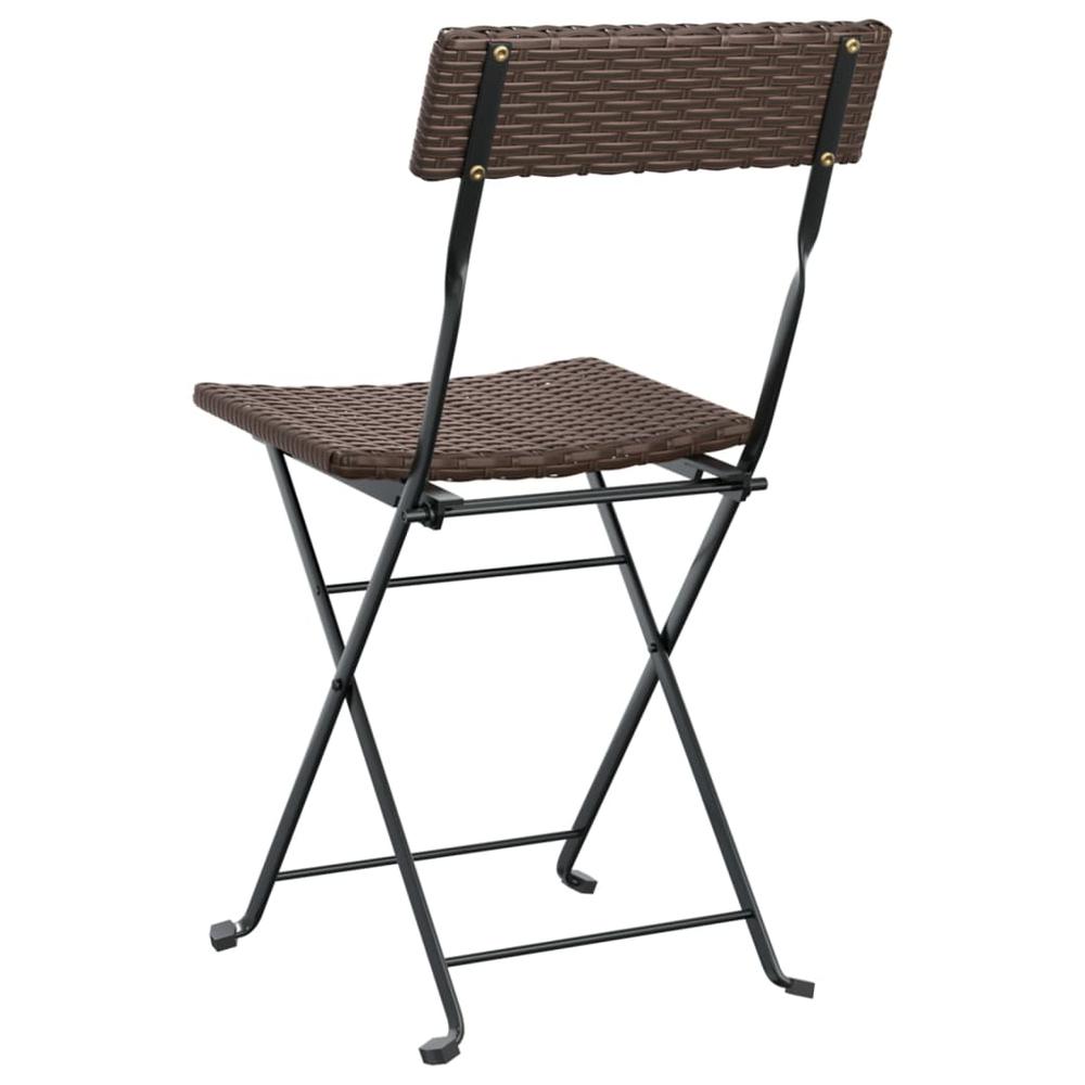 Folding Bistro Chairs 4 pcs Brown Poly Rattan and Steel. Picture 6