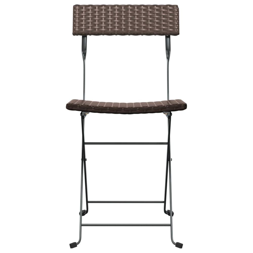 Folding Bistro Chairs 6 pcs Brown Poly Rattan and Steel. Picture 3
