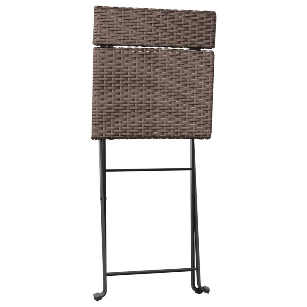 Folding Bistro Chairs 6 pcs Brown Poly Rattan and Steel. Picture 4
