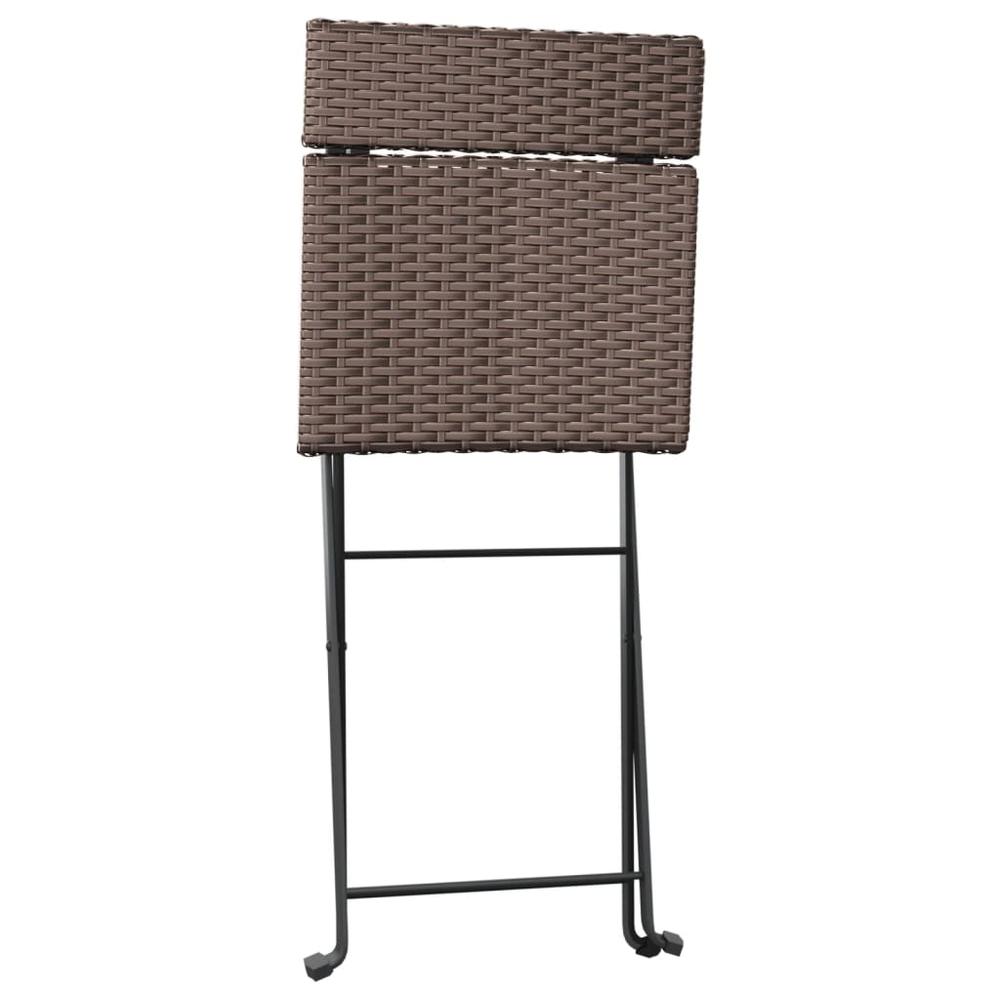Folding Bistro Chairs 8 pcs Brown Poly Rattan and Steel. Picture 4