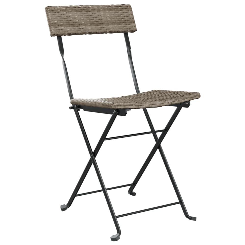 Folding Bistro Chairs 6 pcs Gray Poly Rattan and Steel. Picture 2