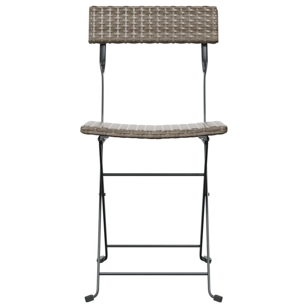Folding Bistro Chairs 6 pcs Gray Poly Rattan and Steel. Picture 3