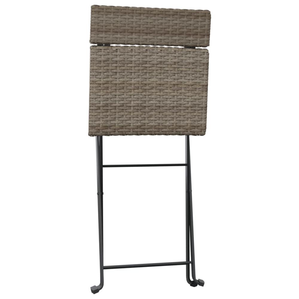 Folding Bistro Chairs 6 pcs Gray Poly Rattan and Steel. Picture 4