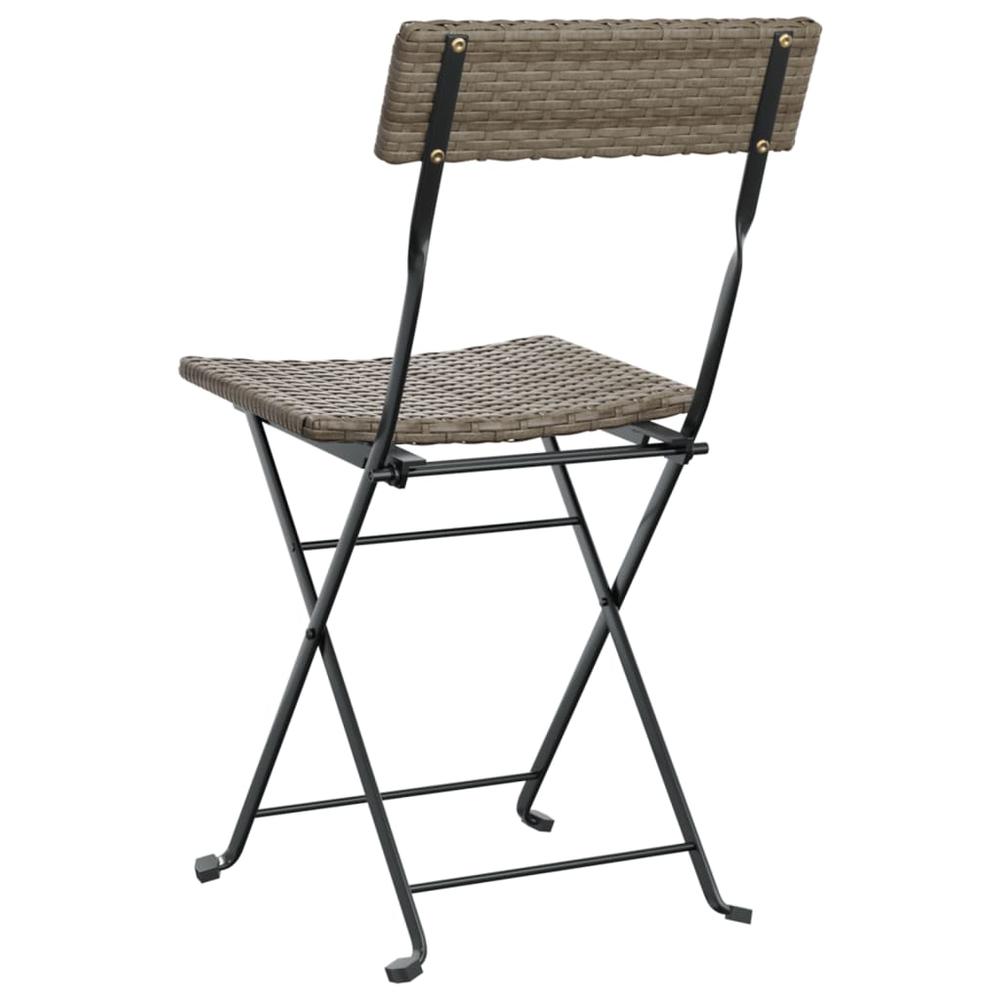 Folding Bistro Chairs 6 pcs Gray Poly Rattan and Steel. Picture 6